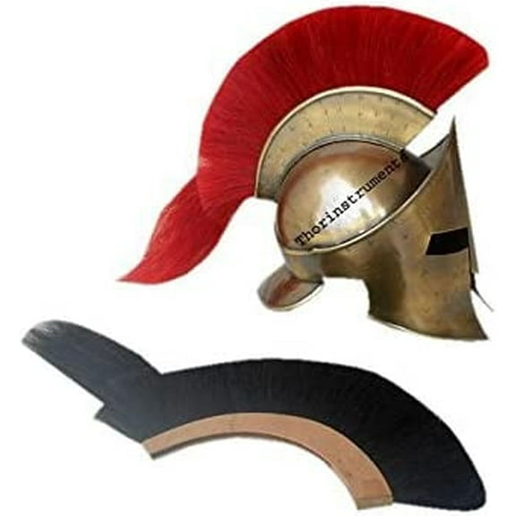 THOR INSTRUMENTS 300 King Leonidas Spartan Helmet W/RED Plume Greek Helmet LARP Replica Rustic Vintage Home Decor Gifts