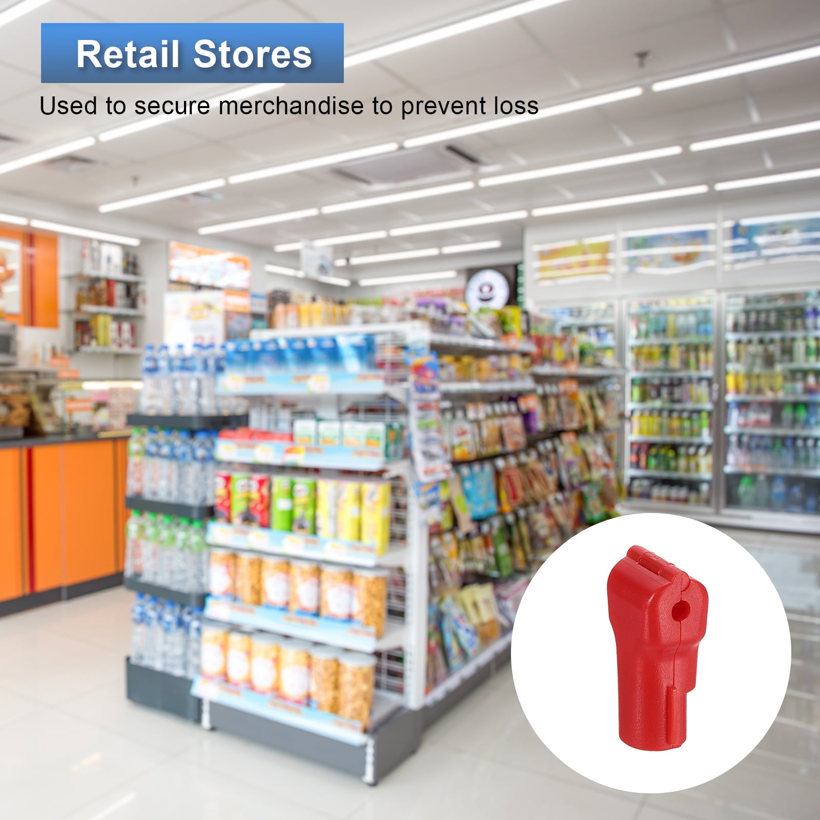 Uxcell 50pcs Peg Hook Locks Stop Locks, 4mm ABS Pegboard Display Hook Security Lock, Anti Sweep Theft Stop Locks for Retail Shop and Shopping Center Pegboard Display, Red