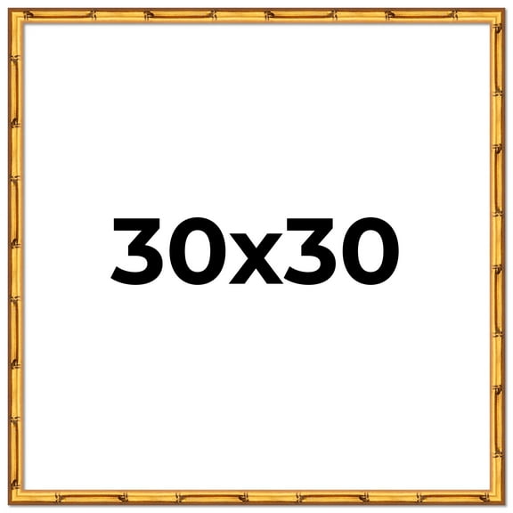 30x30 Frame Gold Bamboo Solid Wood Picture Frame | 1 Inch Moulding Width | Interior Frame Depth