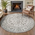 thumbnail image 3 of SIXHOME 8'x8' Round Rug Washable Rugs for Living Room Vintage Traditional Circle Carpet Rugs for Bedroom Dinning Room Office Soft Non Slip Area Rug Retro Home Decor Light Gray, 3 of 8