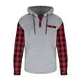 thumbnail image 6 of Plaid Hoodies for Men with Pocket and Button Pullover Long Sleeve Sweatshirts Fleece Lined Mens Casual Slim Athletic Workout Hoodie Tops, 6 of 6