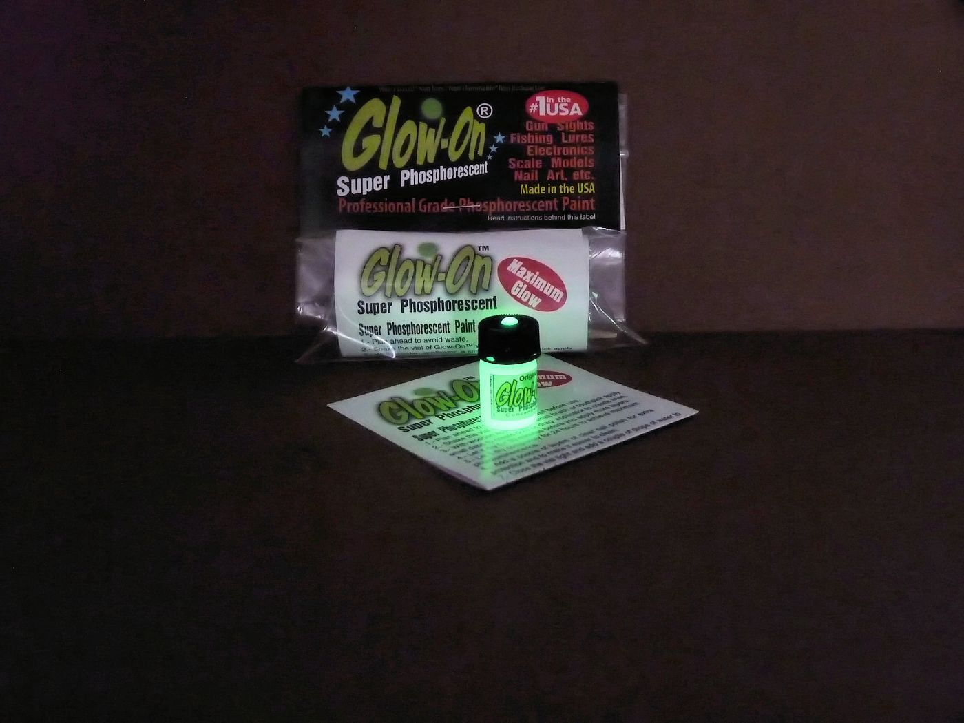 Glow On Super Phosphorescent Paint, White Color and Aqua Glow Paint, Large 9.2 ml Vial.