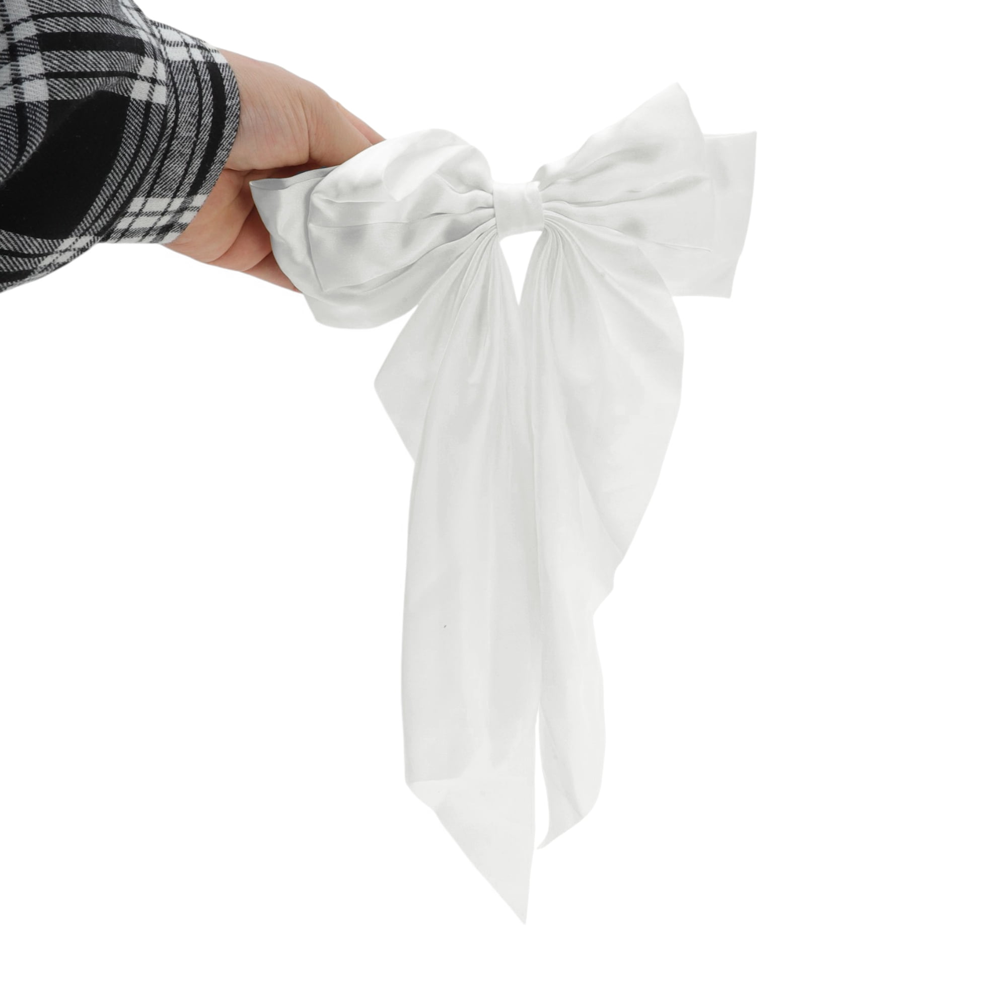 Unique Bargains Women's Bow Ribbon French Barrette Hair Clips White
