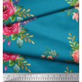 thumbnail image 2 of Soimoi Poly Georgette Fabric Leaves & Anemone Flower Print Sewing Fabric Yard 42 Inch Wide, 2 of 3