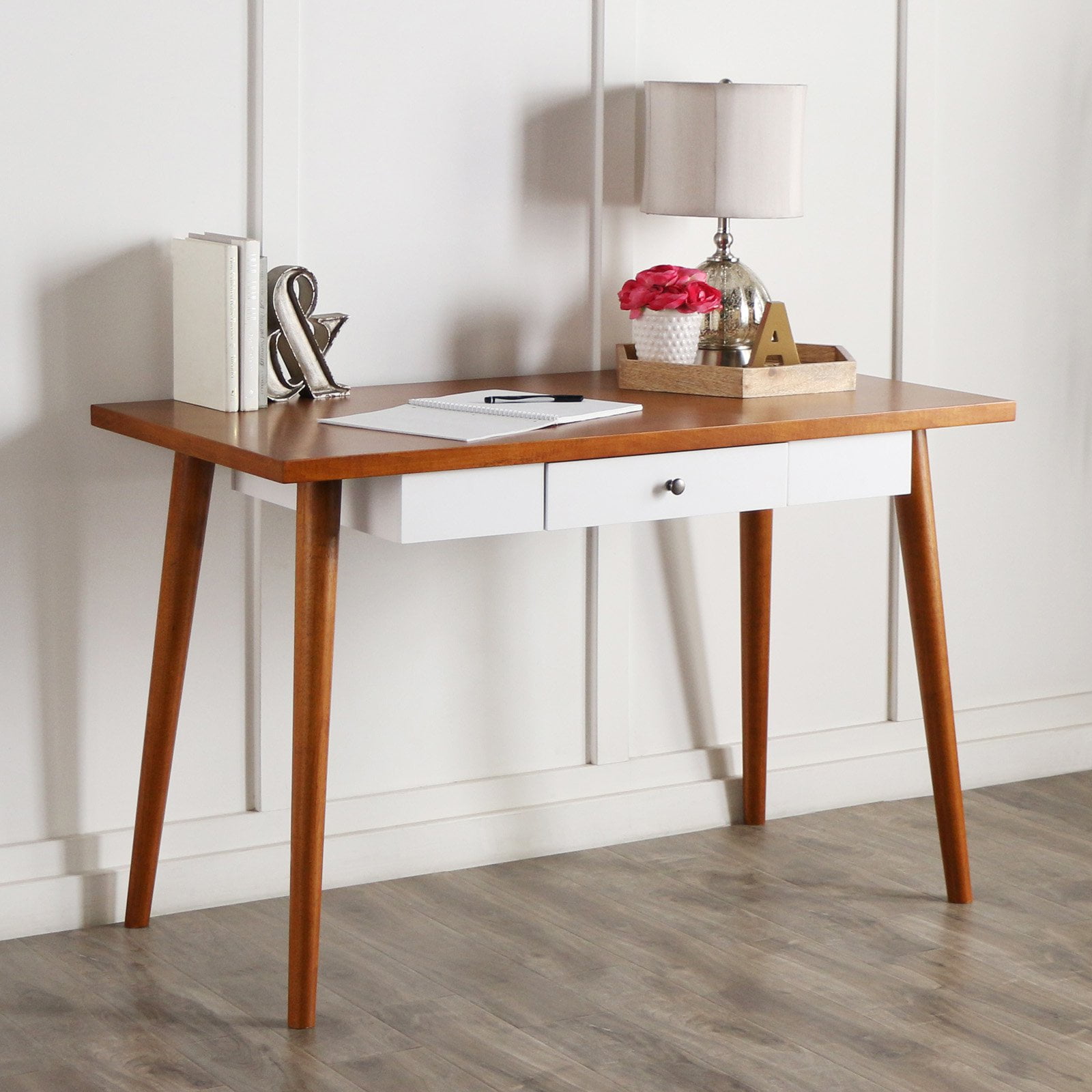 48 Inch Walker Edison Furniture AZ48CA1AQ Mid-Century Modern Hairpin Wood Computer Writing Desk Aqua Blue