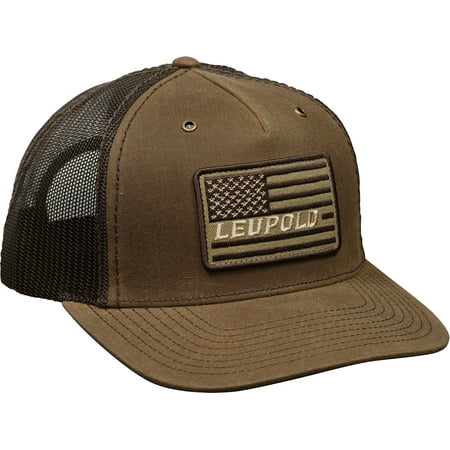 Leupold Mens Flag Waxed Canvas Trucker Hat Buck/Brown