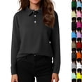 thumbnail image 2 of Girls Polo Shirt Collared Long Sleeve School Uniform Shirts Cute Girls Tops,Dark Gray,7-8 Years, 2 of 6