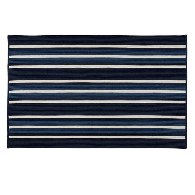 Colonial Mills Rug MS33R024X048S Mesa Stripe Rectangle Area Braided Rug Navy Pier - 2 x 4 ft.