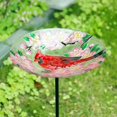 thumbnail image 6 of Glass Bird Baths For Outdoors - Cardinal And Flower  Bird Water Bowl Birdfeeders Stake For Outside, Garden, Lawn Yard Decor, 6 of 8