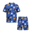 thumbnail image 6 of Leidass Mens Halloween Pajama Set Short Sleeve Sleepwear Lounge Set Crew Neck Tee and Shorts Casual Homewear Two Piece Outfit Sky Blue 3XL, 6 of 7