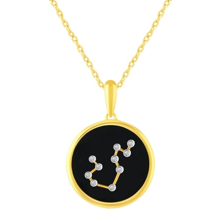 Zodiac Horoscope Sign Pendant Necklaces for Women Gold Plating Coin Disc Astrology Constellation 18 Inch Chain + 2in Extender (AQUARIUS)…
