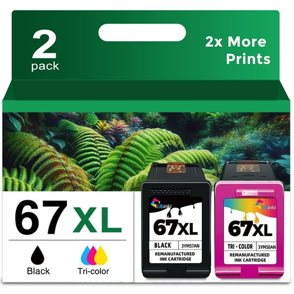 67XL Ink Cartridge Black/Color Combo Pack Replacement for HP Ink 67 67XL HP67 XL HP67XL for 2700 2700e 2752 2752e 2742e 2755e 4100 4100e 4152e 4155e 6000 6055e 6055 6400 6458 645