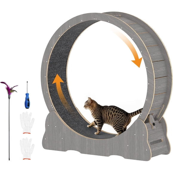 YODOLLA 45” Cat Treadmill Large XL Quiet Cat Exercise Running Wheel for Indoor Cats, Grey