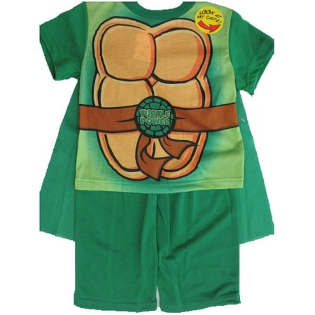 Little Boys Green Ninja Turtles Printed Cape 2 Pc Pajama Set 2T-4T