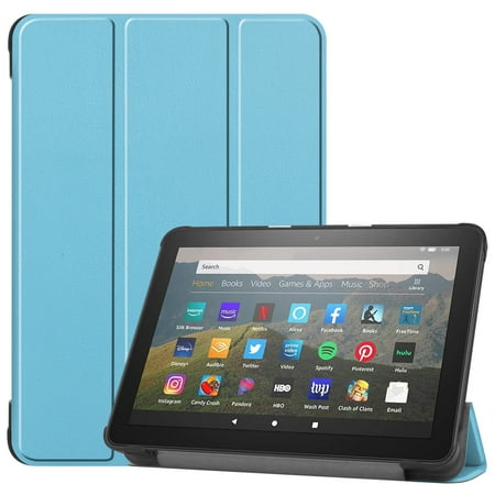 Allytech Amazon New Kindle Fire HD 8 Case (8-inch Display, 10th Generation, 2020 Released), Slim Trifold Stand Protective Auto Sleep Wake Case Cover for Amazon Kindle Fire HD 8 2020, Skyblue