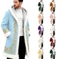 thumbnail image 3 of Christmas Men's Santa Trench Coat Trendy Plush Coats Long Peacoats Xmas Long Hooded Cardigans Light Blue S, 3 of 6