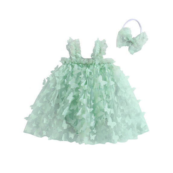Diconna Toddler Baby Girls Butterfly Bodysuit Dress Layered Tulle Romper Dress Skirt Princess Birthday Cake Dress