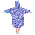 thumbnail image 2 of FORMRS Wearable Blanket Hoodie with Sleeves for Kids Cozy Flannel Sweatshirt, Pink Starfish Pattern, 2 of 7