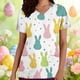 thumbnail image 2 of Blusa médica para mujer, con estampados navideños, cuello en V, manga corta, con bolsillos, 2 of 6
