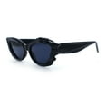 thumbnail image 6 of Womens Cat Eye Asymmetrical Rock Candy Crystal Runway Plastic Sunglasses All Black, 6 of 7