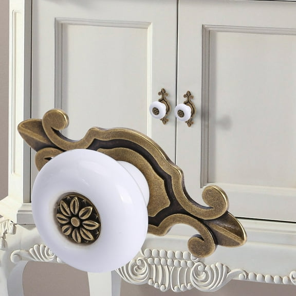 KALLORY 2Pcs White Ceramic Decorative Cabinet Knobs for Drawers and Doors in Kitchen Renovation 1.9in Wide