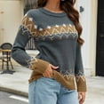 thumbnail image 2 of Sweater for Women Vintage Color Block Knitted Long Sleeve Shirts Jacquard Loose Fit Fall Winter Clothes, 2 of 2