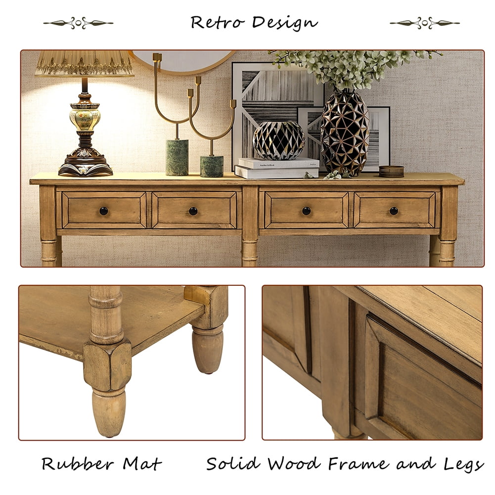 Lowestbest 58" Wood Console Table, Sofa Entryway Table with 2 Storage Drawers and Bottom Shelf for Living Room, Easy Assembly, Old Pine Lowestbest 58" Wood Console Table, Sofa Entryway Table with 2 Storage Drawers and Bottom Shelf for Living Room, Easy Assembly, Old Pine