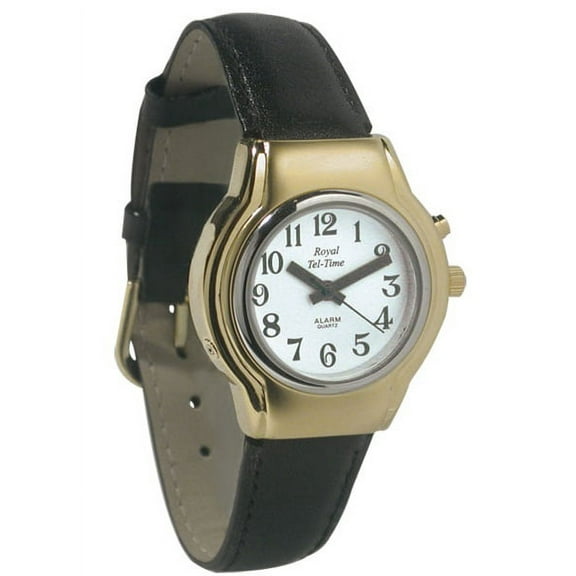 Ladies One Button Talking Watch with Leather Band