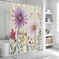 thumbnail image 5 of Purple Flowers Blossom Shower Curtain Set - Small 36" x 72" Washable Bathtub Curtain with 12 Hooks, Spring Retro Garden Wildflowers Waterproof Fabric Stall Shower Curtains for Bathroom/Bathtub Décor, 5 of 6