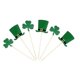 thumbnail image 1 of 20pcs St. Patrick's Day Cake Topper Paper Clover and Hat Cake Picks for Decoration(each 10 of Dark Green Clovers, Clover Hats), 1 of 2