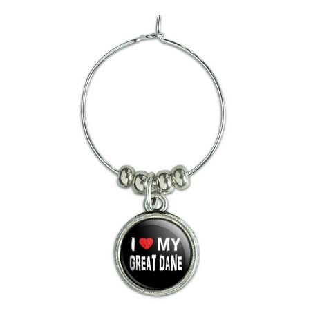 

I Love My Great Dane Stylish Wine Glass Charm Drink Marker
