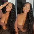 thumbnail image 3 of Lumiere Brazilian Kinky Curly Lace Front Human Hair Wigs 13×4 Lace Front Wig Cap 180% Natural Black 12", 3 of 10
