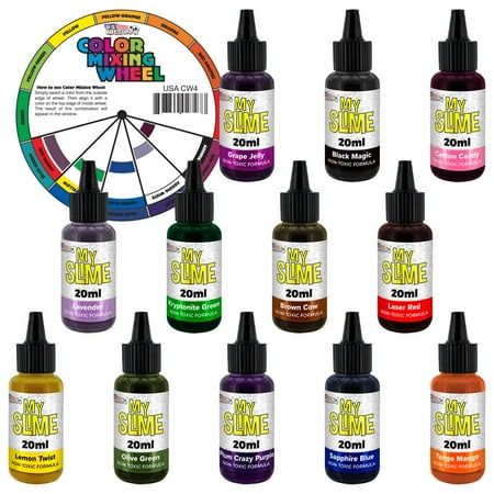 Download My Slime 12 Color Premium Non-Toxic Slime Coloring Set - 20ml Bottles plus Color Mixing Wheel ...