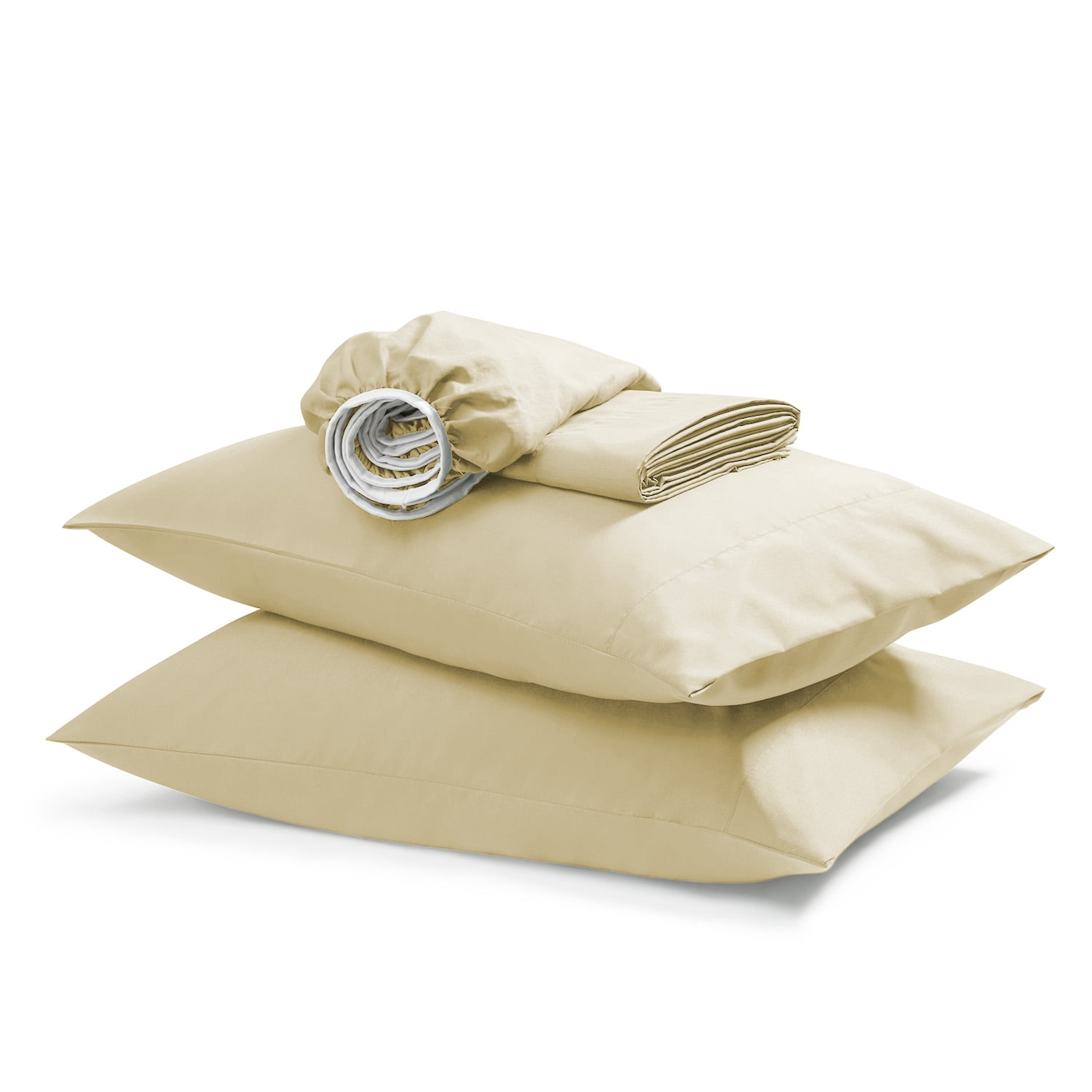 Phoenix Bed Sheets Set, Deep Pocket Rayon Derived from Bamboo & Microfiber Cooling 4 Piece Queen Sheets sets, Cream