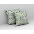 thumbnail image 3 of 26â€ Blue Beige Wreath Indoor Outdoor Zippered Throw Pillow, 3 of 4