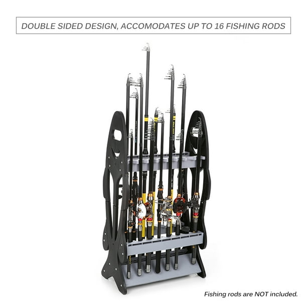 Dodocool Fish Shape 16 Fishing Rod Holder Storage Rack Compact Fishing Pole Stand Organizer Gray