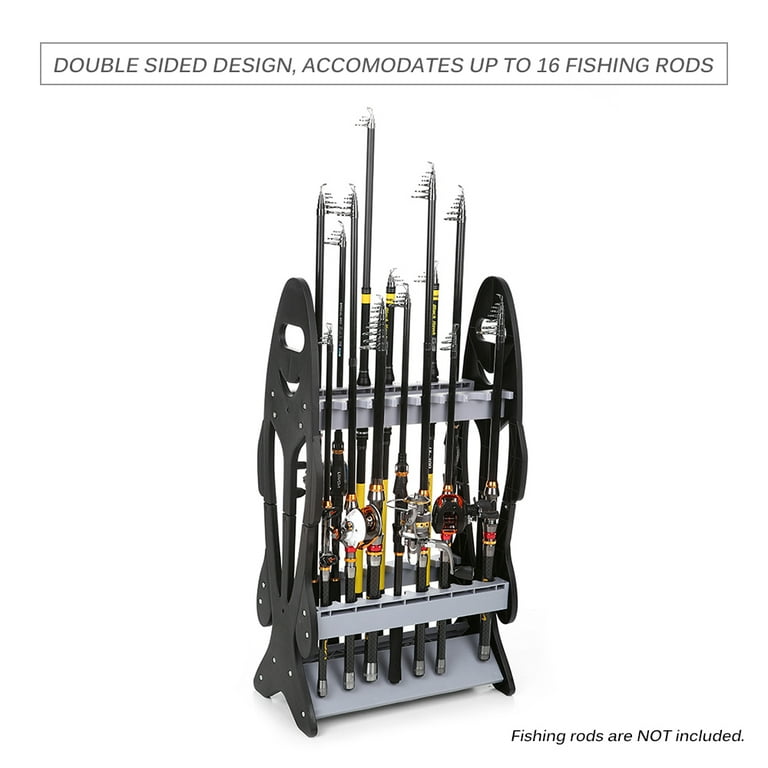 Eccomum Fish Shape 16 Fishing Rod Holder Storage Rack Compact