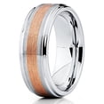 thumbnail image 2 of Silly Kings 8mm Silver Polish Tungsten Carbide Wedding Ring Brushed Rose Gold Center Unisex Band, 2 of 3