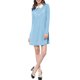 thumbnail image 1 of Vestido de manga larga con cuello en contraste para mujer Inspire Chic, por encima de la rodilla, color azul, 1 of 7