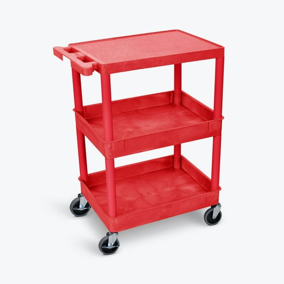 Luxor RDSTC211RD 3 Shelf Tub Cart 1 Flat Shelf - Red