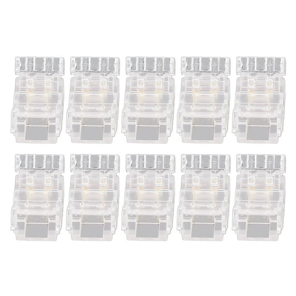 Conector de tira LED COB a cable, 10 unidades, 2 pines, 8 mm, transparente, sin soldadura, para casa, oficina y escuela.