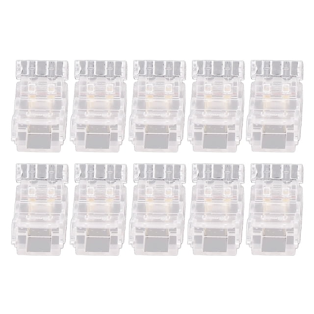 Conector de tira LED COB a cable, 10 unidades, 2 pines, 8 mm, transparente, sin soldadura, para casa, oficina y escuela.
