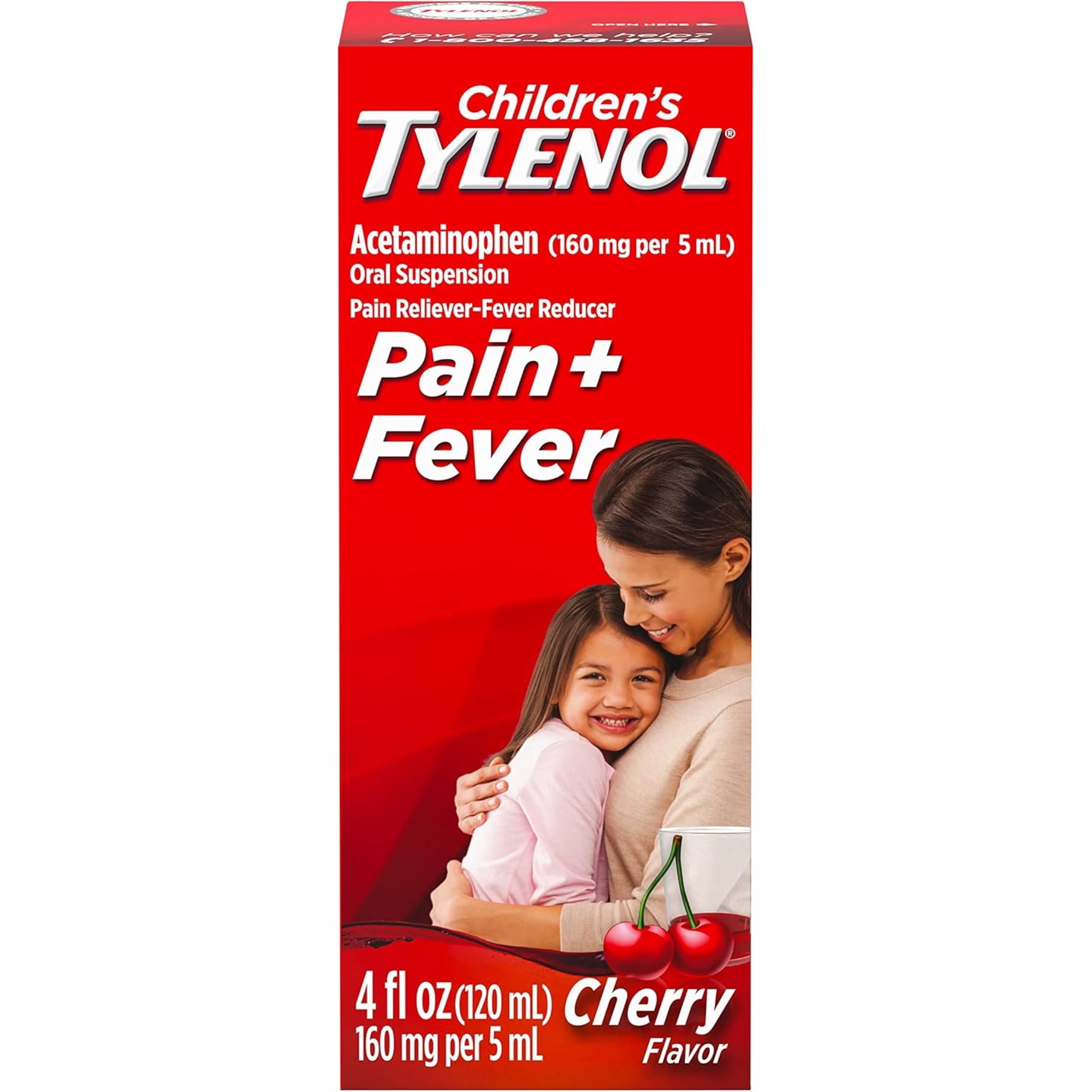 Tylenol Children's Liquid Pain & Fever Reliever Oral Suspension, Cherry Blast, 4oz, 6-Pack