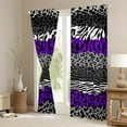 thumbnail image 3 of Castle Fairy Animal Cheetah Zebra Print Black Out Curtains for Female Men,Black Purple Curtains Pack of 2 (42x63 Each),Abstract Geometric Stripes Bedroom Curtains,Ultra Soft Home Decor, 3 of 6