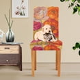 thumbnail image 4 of Yayeee 2 Pack Dining Chair Covers Stretch Parson Chairs Slipcovers Seat Protector, Orange Abstract Floral, 4 of 6