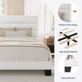 thumbnail image 5 of Allewie Twin Size Platform Bed Frame with Velvet Upholstered Headboard, No Box Spring Needed, White, 5 of 8