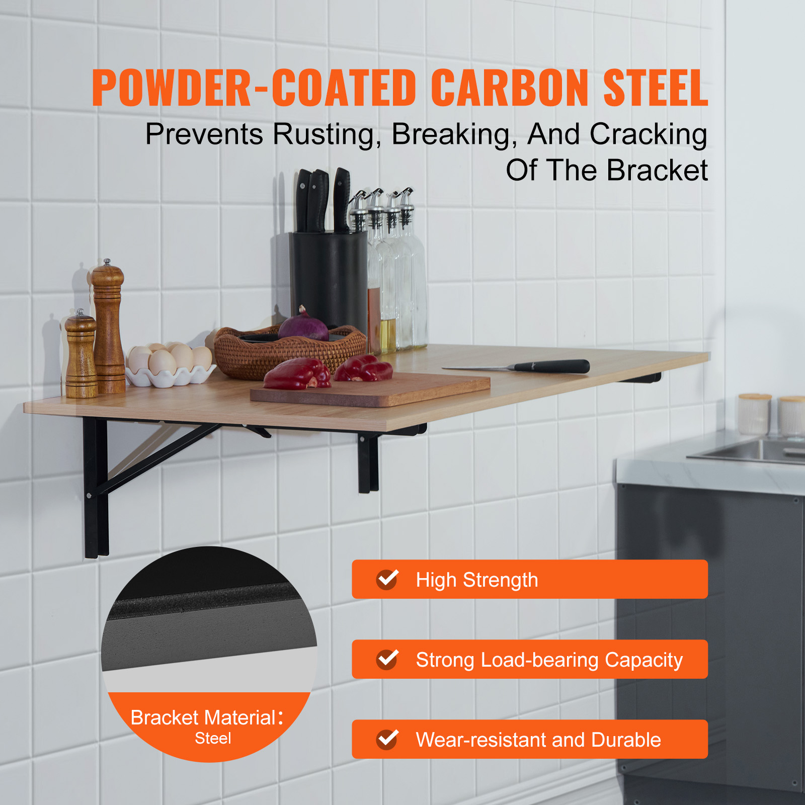 KFFKFF 24in Folding Shelf Brackets, Heavy-Duty Iron photo 4