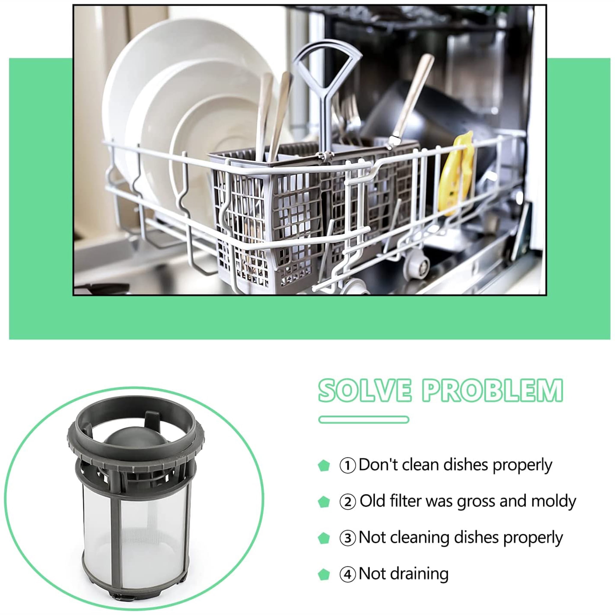 Beaquicy Dishwasher Drain Pump Filter Replacement Cup for Whirlpool W10872845, 8579307, W10056426, W10142911