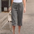 thumbnail image 2 of XMMSWDLA Womens Cotton Linen Pants Casual High Waisted Wide Leg Trousers Dark Gray Gym Shorts Women, 2 of 6
