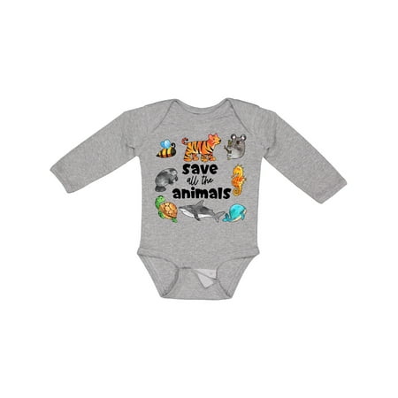

Inktastic Save All the Animals- Cute Boys or Girls Long Sleeve Baby Bodysuit